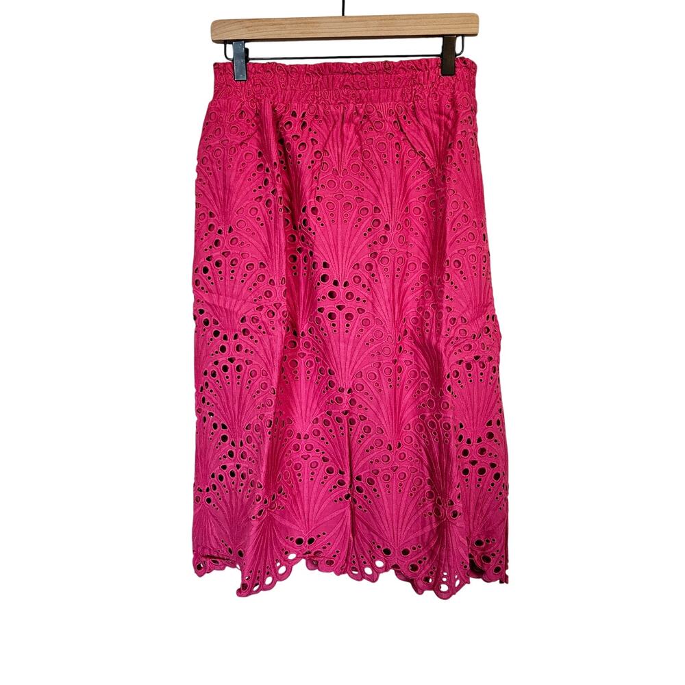 Andie The Mona Eyelet Skirt Rosette Pink Women's Size Medium Casual Boho Summer‎
